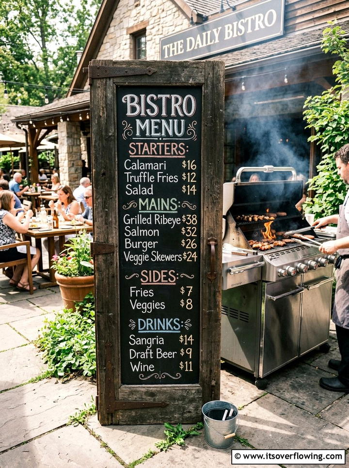 Reclaimed Door Chalkboard Menu - 25 backyard decorating ideas with old door decor