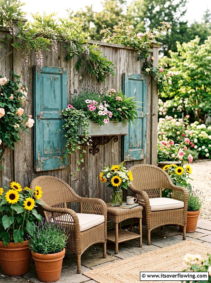 Reclaimed Shutter Decor - 25 garden decor ideas with fence decorations