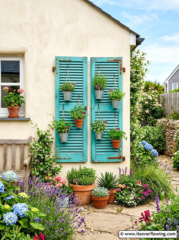 Reclaimed Shutter Garden Decor - 25 recycled garden ideas for front yard decor