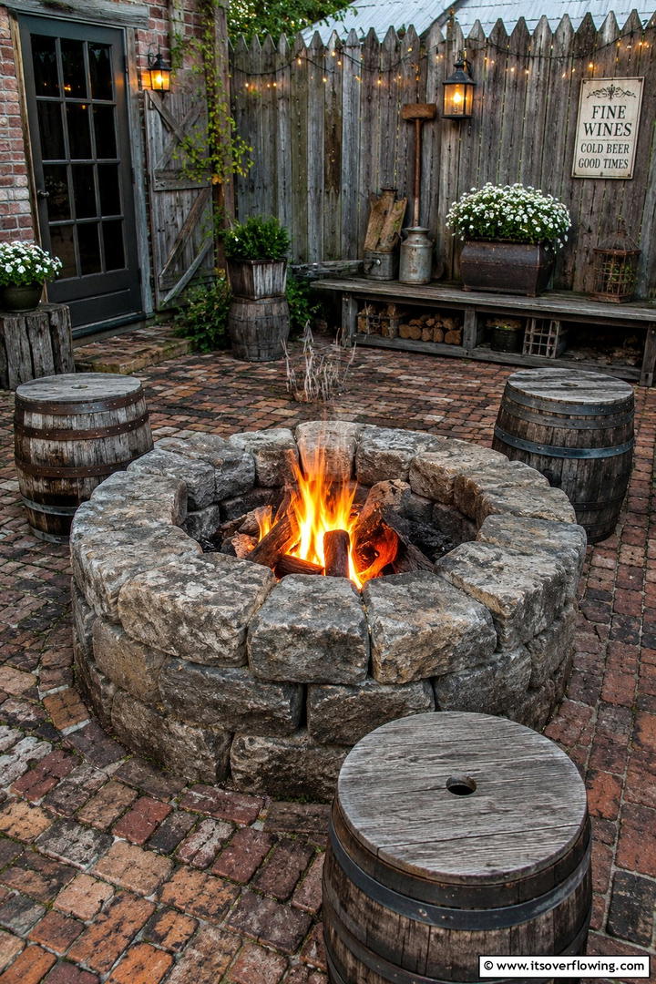 Reclaimed Stone Fire Pit Design - 30 Elegant Stone Fire Pit Ideas for Backyard Entertaining