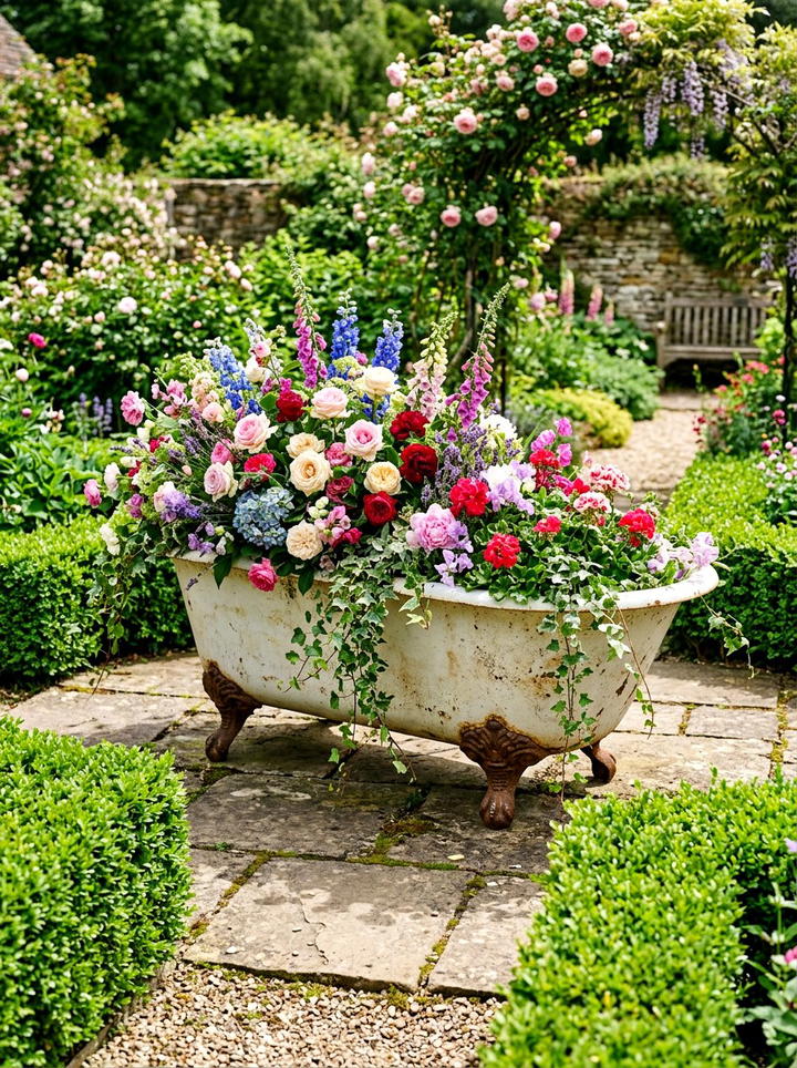 Reclaimed Stone Trough - 25 backyard decorating ideas with antique finds