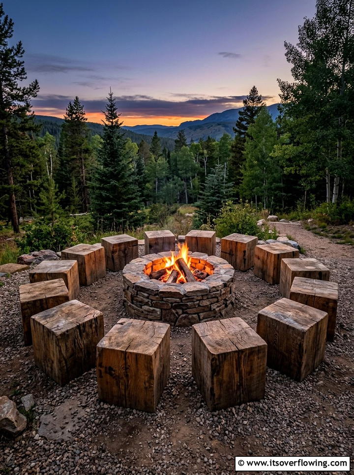 Reclaimed Timber Fire Pit Seating - 25 backyard decorating ideas with reclaimed wood projects