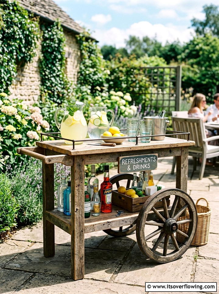 Reclaimed Wood Beverage Cart - 25 backyard decorating ideas with reclaimed wood projects