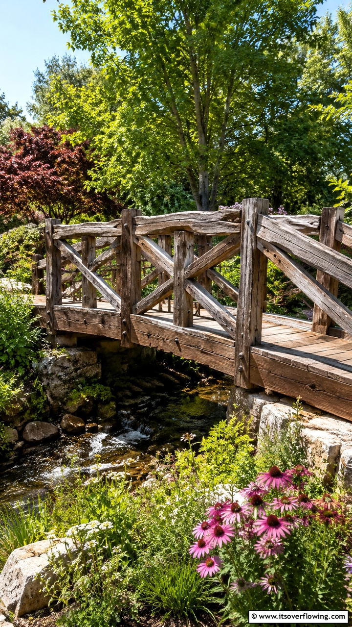Reclaimed Wood Bridge - 20 Garden Bridge Ideas for a Serene Backyard
