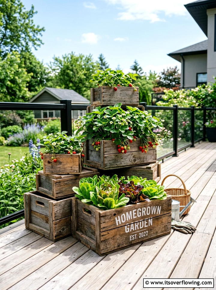 Reclaimed Wood Crate Planter - 25 upcycled garden ideas