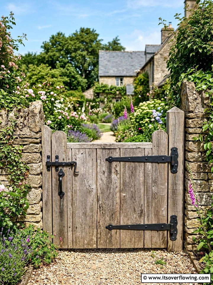 Reclaimed Wood Garden Gate - 25 garden decor ideas with farmhouse accents