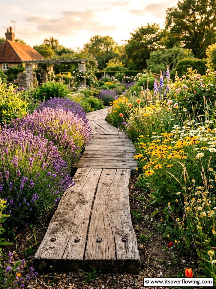 Reclaimed Wood Garden Path - 25 upcycled garden ideas with reclaimed wood