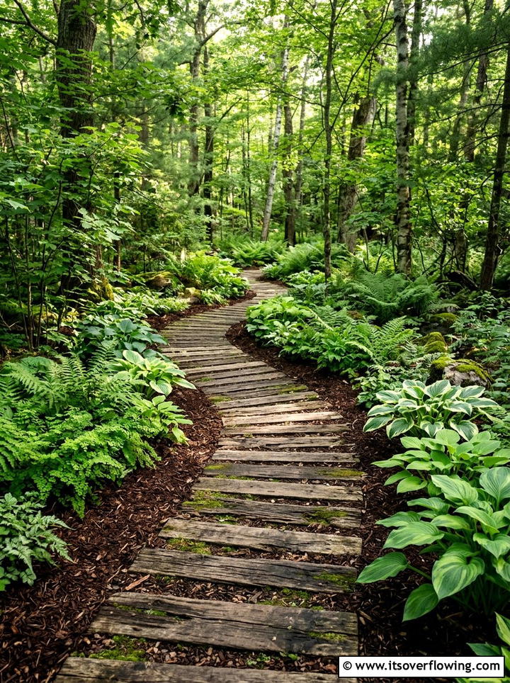 Reclaimed Wood Garden Path - 25 garden ideas with reclaimed wood