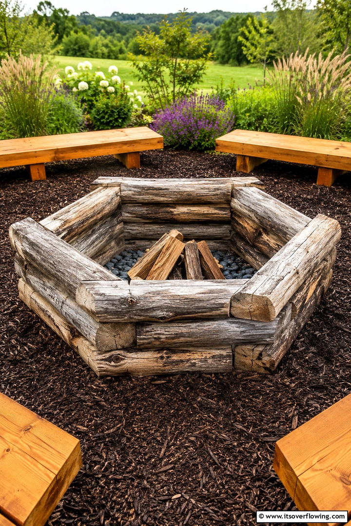 Reclaimed Wood Log Fire Pit - 30 Rustic Fire Pit Ideas for Cozy Outdoor Gatherings