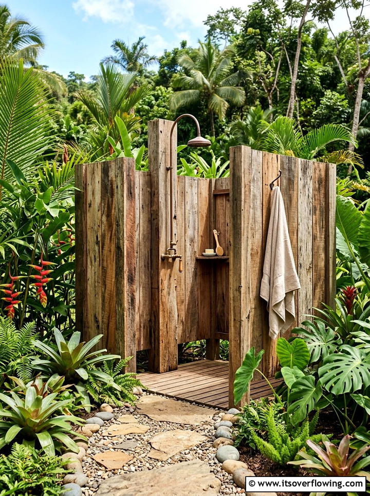 Reclaimed Wood Outdoor Shower - 25 garden ideas with reclaimed wood