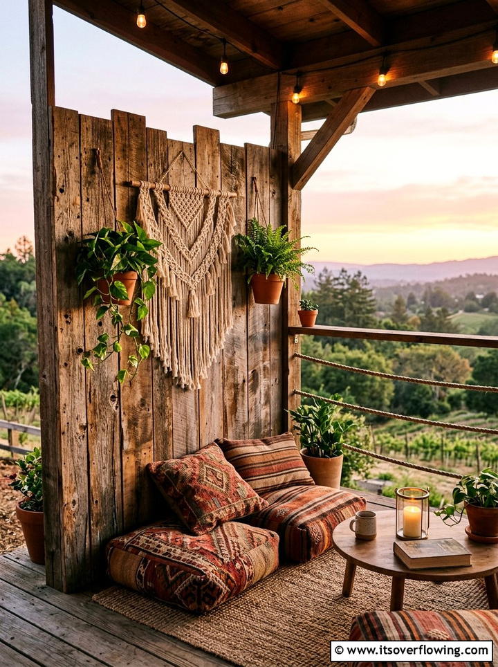 Reclaimed Wood Partition - 25 front porch ideas with privacy screens