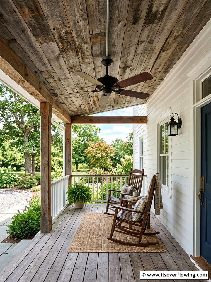 Reclaimed Wood Porch Ceiling - 25 front porch ideas with wood accents
