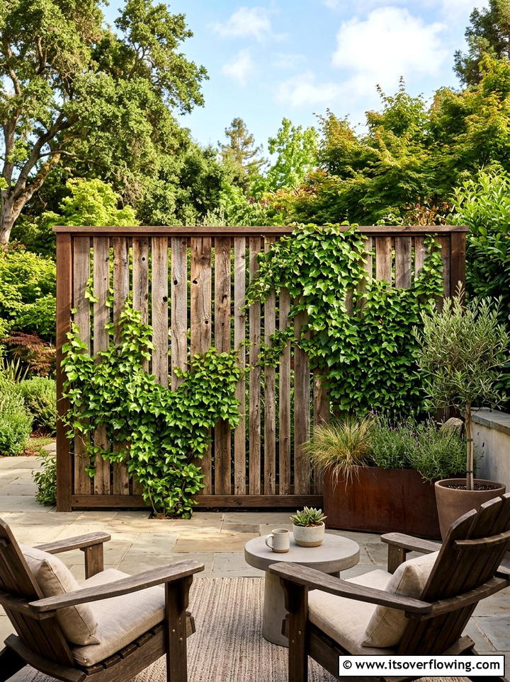 Reclaimed Wood Privacy Screen - 25 garden ideas with reclaimed wood