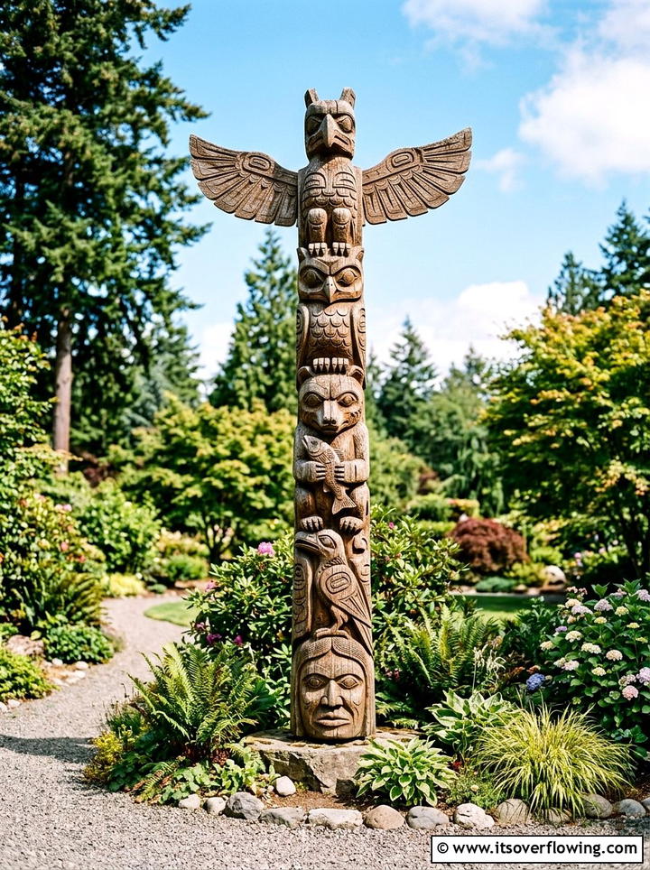 Reclaimed Wood Totem Pole - 25 garden decor ideas with wood art