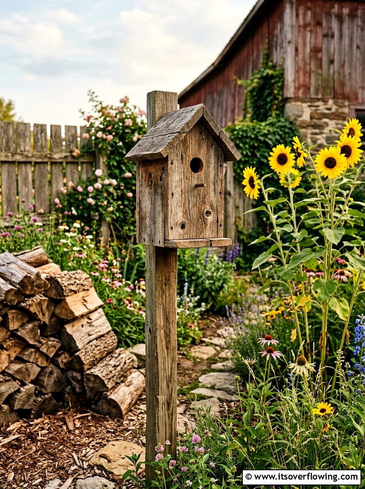 Reclaimed barn wood birdhouse - 25 garden decor ideas with birdhouses
