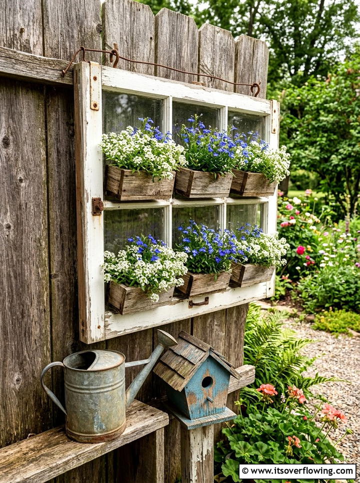 Reclaimed window frame planter - 25 garden ideas with vertical planters