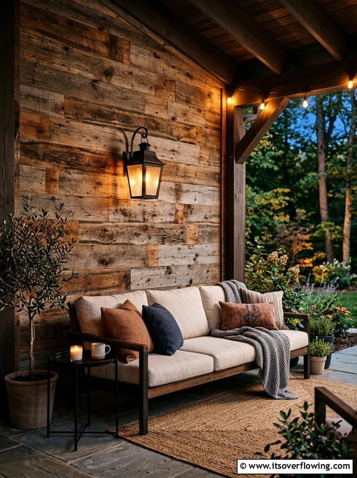 Reclaimed wood accent wall - 25 backyard ideas with reclaimed wood