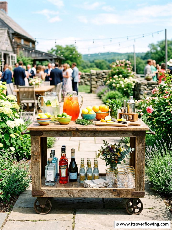 Reclaimed wood bar cart - 25 backyard ideas with reclaimed wood