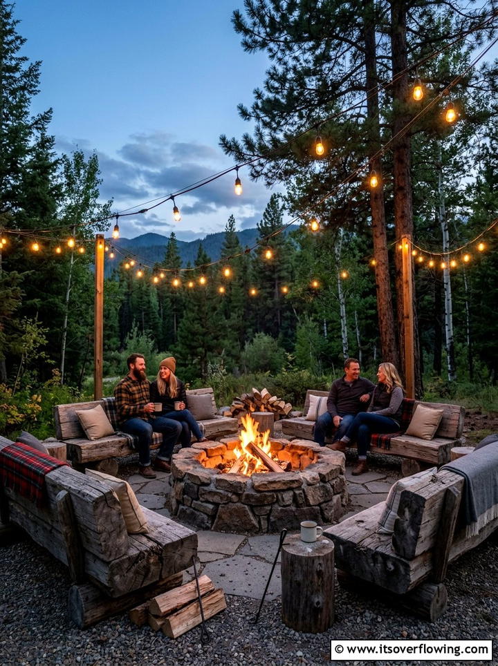 Reclaimed wood fire pit seating - 25 backyard ideas with reclaimed wood