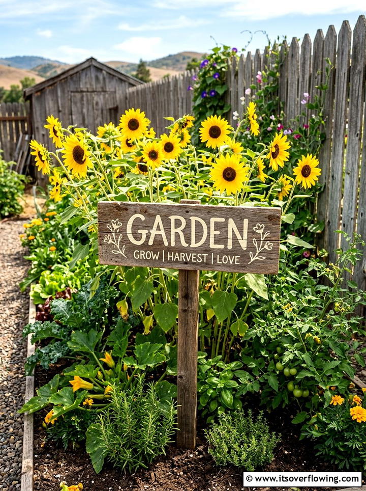 Reclaimed wood garden sign - 25 upcycled garden ideas with farmhouse style