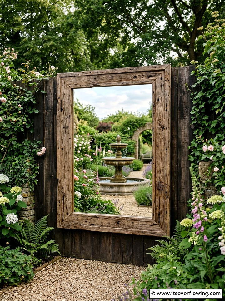 Reclaimed wood mirror frame - 25 backyard ideas with reclaimed wood
