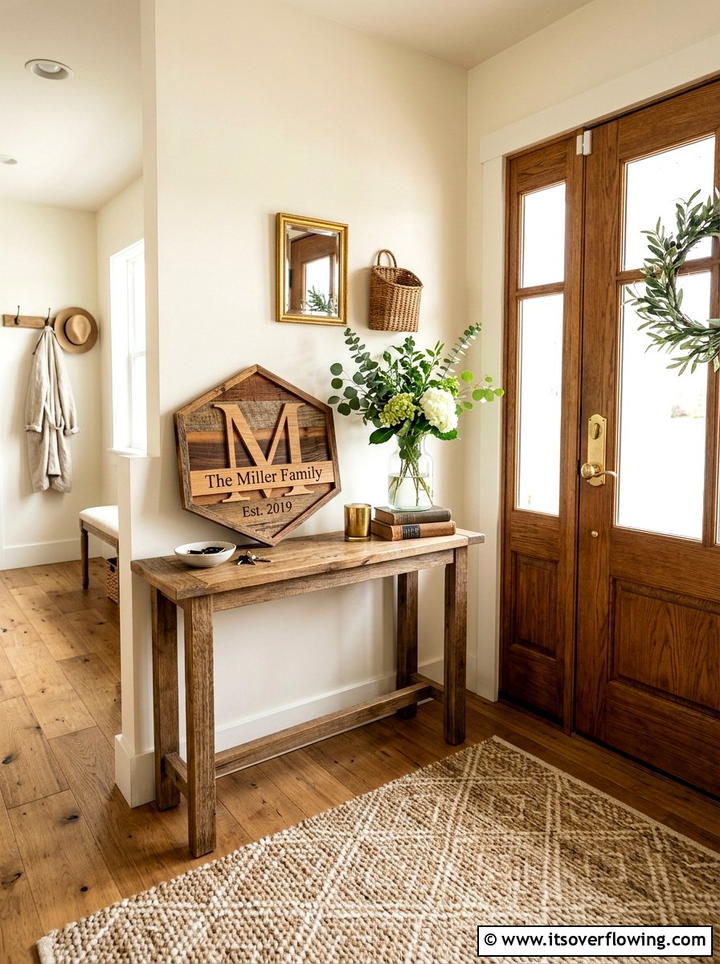 Reclaimed wood monogram sign - 25 front porch ideas with monogram decor