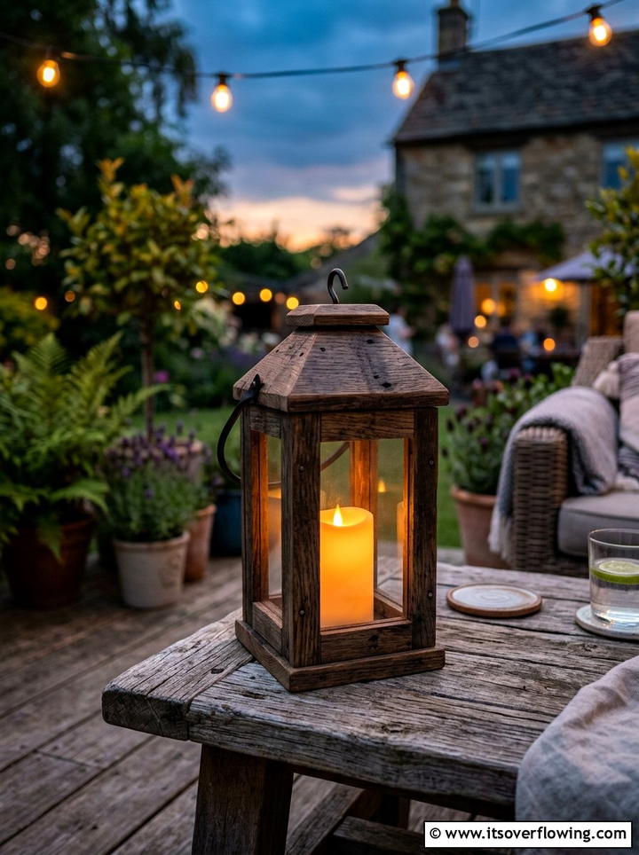 Reclaimed wood outdoor lantern - 25 garden decor ideas with reclaimed wood