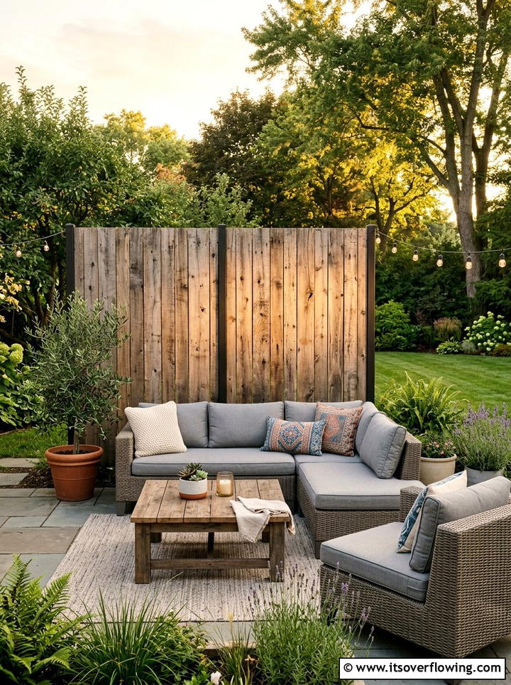Reclaimed wood privacy screen - 25 backyard ideas with reclaimed wood