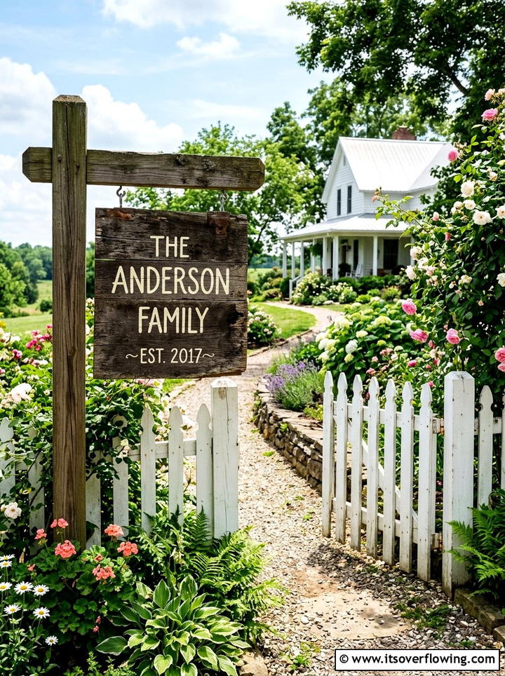 Reclaimed wood sign - 25 backyard decorating ideas with garden art