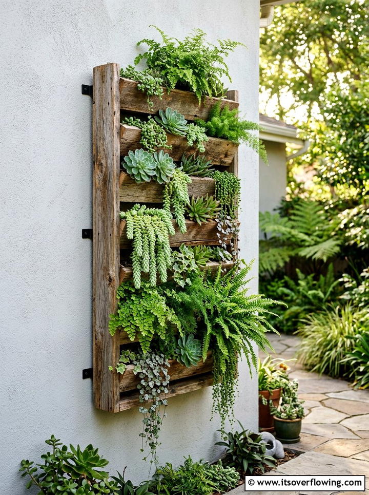 Reclaimed wood vertical planter - 25 backyard ideas with reclaimed wood