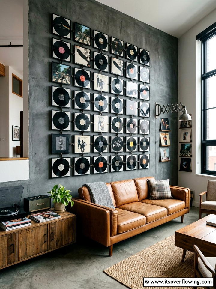 Record Album Wall - 25 reusing old things ideas for privacy screens