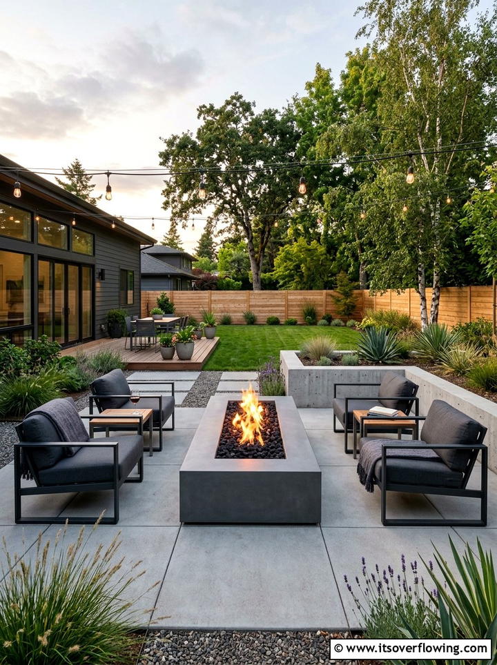 Rectangular Fire Pits - 25 creative garden ideas with modern landscape lines