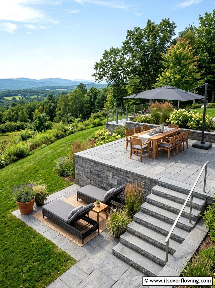 Rectangular Paver Terrace - 25 garden ideas with pavers