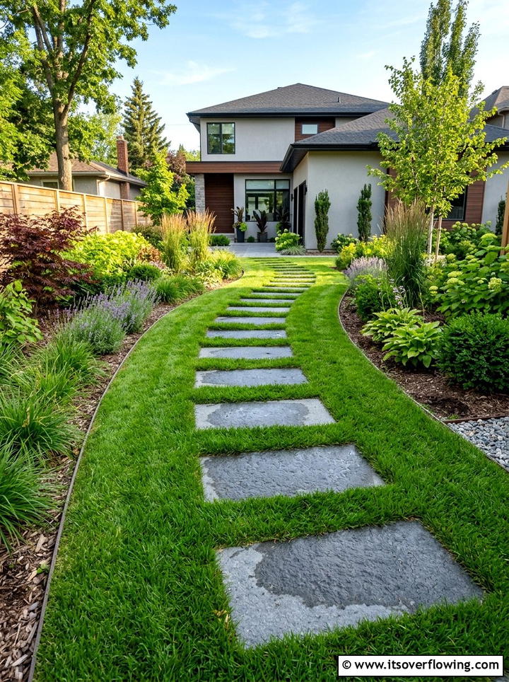 Rectangular Stepping Stones In Grass - 25 garden design ideas for narrow pathways