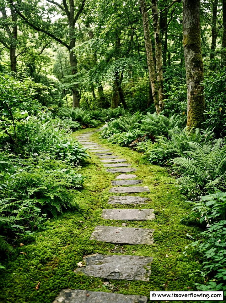 Rectangular Stones In Moss - 25 backyard ideas with stepping stones