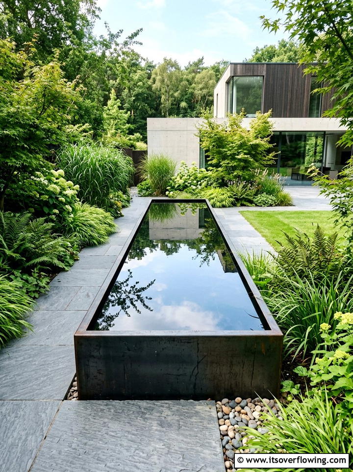 Rectangular Water Trough - 25 small garden ideas with minimalist style