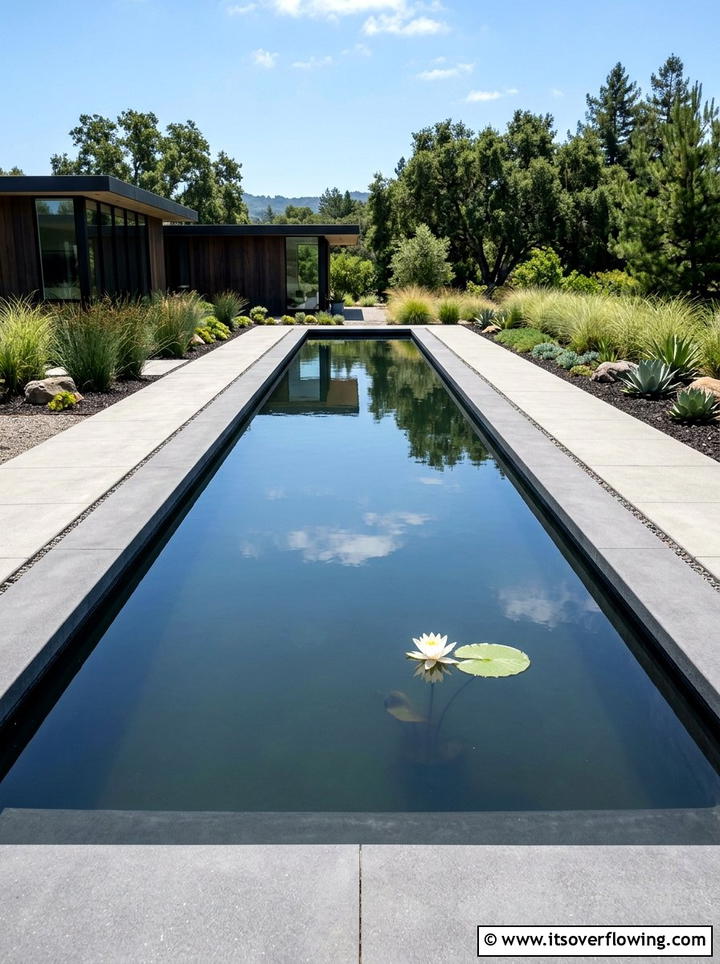 Rectangular reflecting pool - 25 small garden ideas with zen style