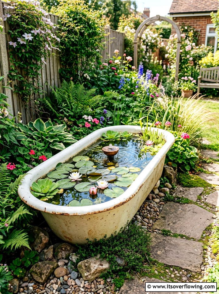 Recycled Bathtub Pond For Garden - 25 upcycled garden ideas for small gardens