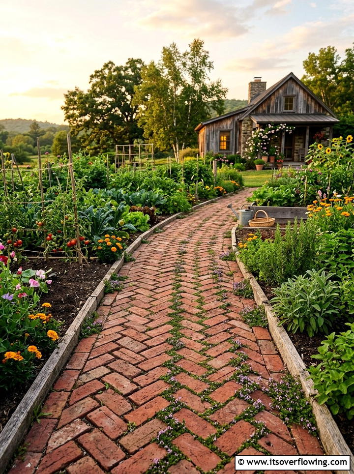 Recycled Brick Path - 25 upcycled garden ideas with pathway markers