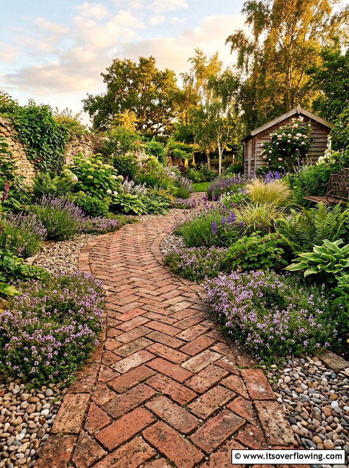 Recycled Brick Walkway - 25 cheap garden ideas with no grass landscaping