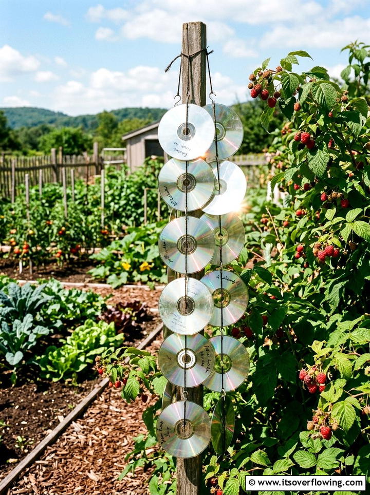 Recycled CD reflector - 25 recycled garden ideas for school projects