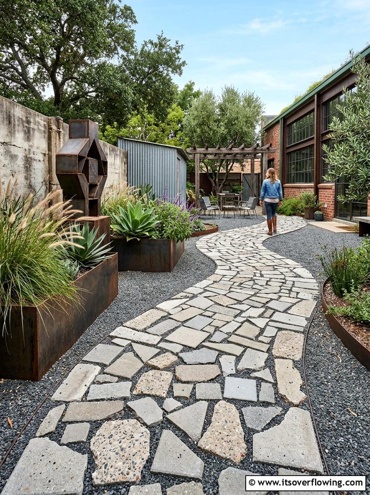 Recycled Concrete Pavers - 25 backyard ideas with stepping stones