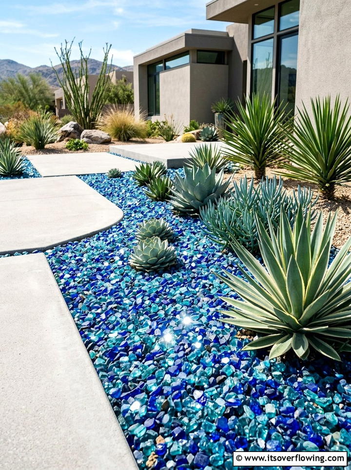 Recycled Glass Mulch - 25 garden ideas with sustainable materials