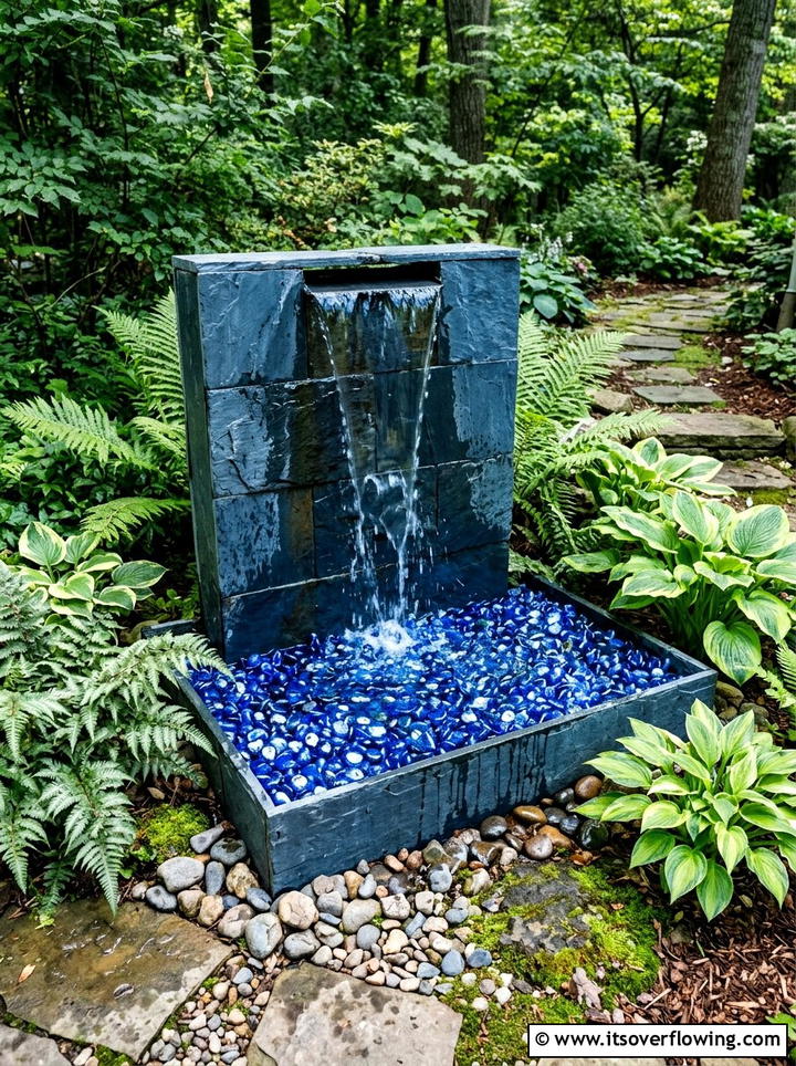 Recycled Glass Water Feature - 25 recycled garden ideas with recycled glass art