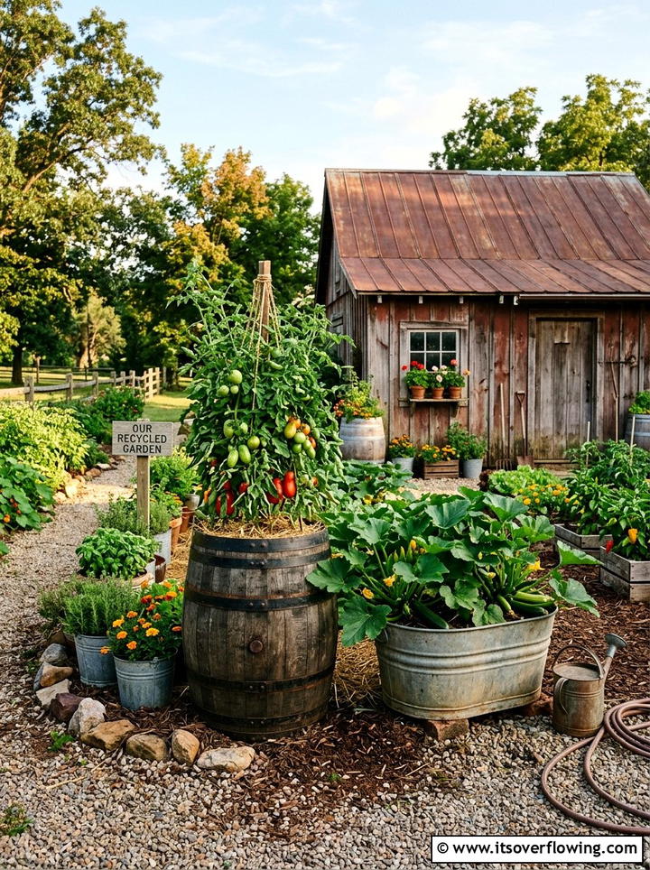Recycled Material Planter - 25 backyard ideas with vegetable garden