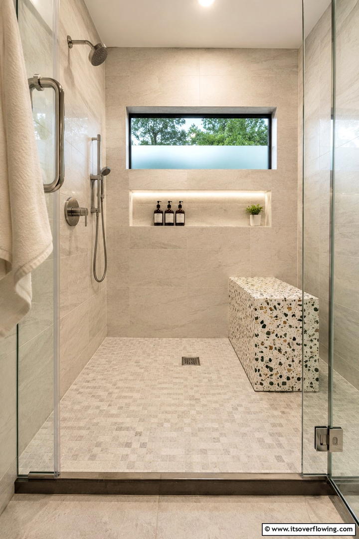 Recycled Material Shower Bench - 30 Shower Bench Ideas for Functional Bathroom Designs