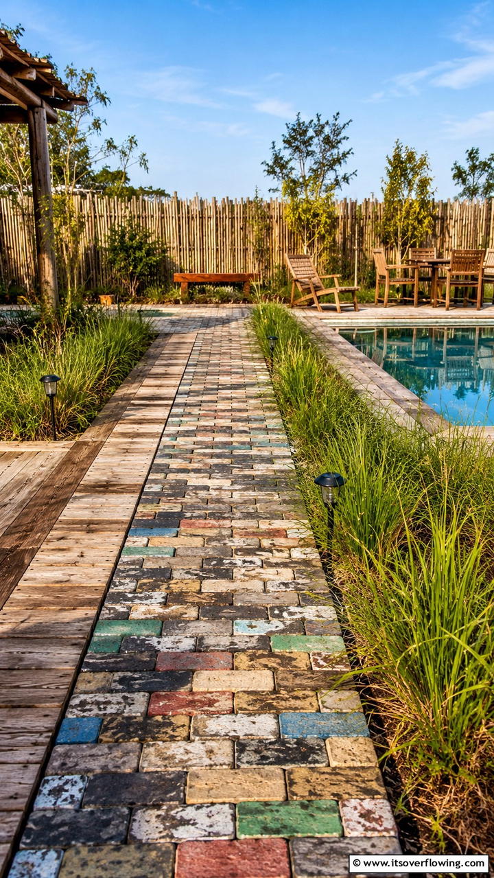 Recycled Materials Walkways - 20 Pool Walkway Ideas for a Stunning Backyard