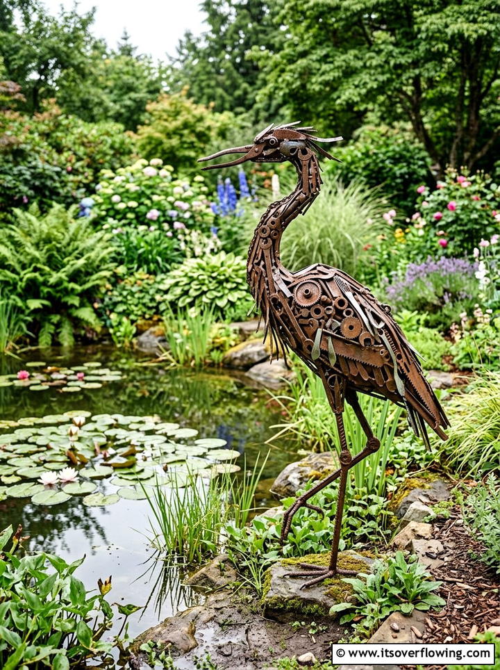 Recycled Metal Animal Statue - 25 garden decor ideas with metal art