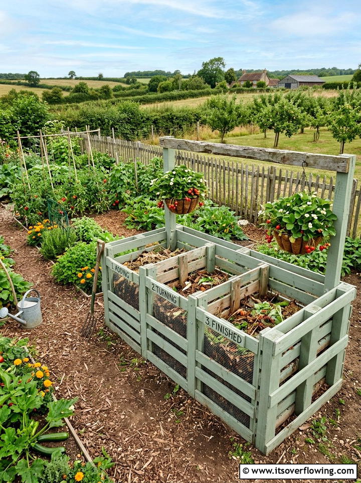 Recycled Pallet Compost Station - 25 creative garden ideas with composting stations