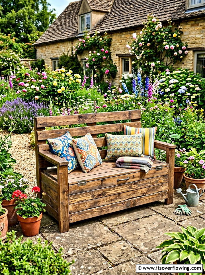 Recycled Pallet Storage Bench - 25 front porch ideas with storage bench